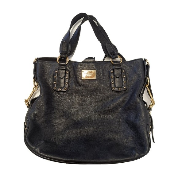 MICHAEL KORS Large Black Leather Studded Buckle Handbag/Shoulder Strap Tote Chic - Picture 4 of 14